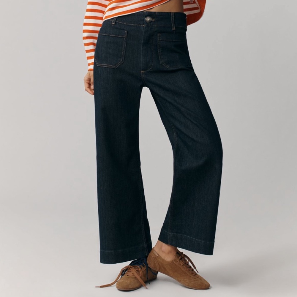 Anthropologie the Colette crop wide leg jeans by Maeve size 24